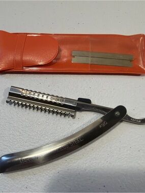Mark IV Hair Shaper Straight Swing Shaving Razor Stainless Steel W/ Extra Blade